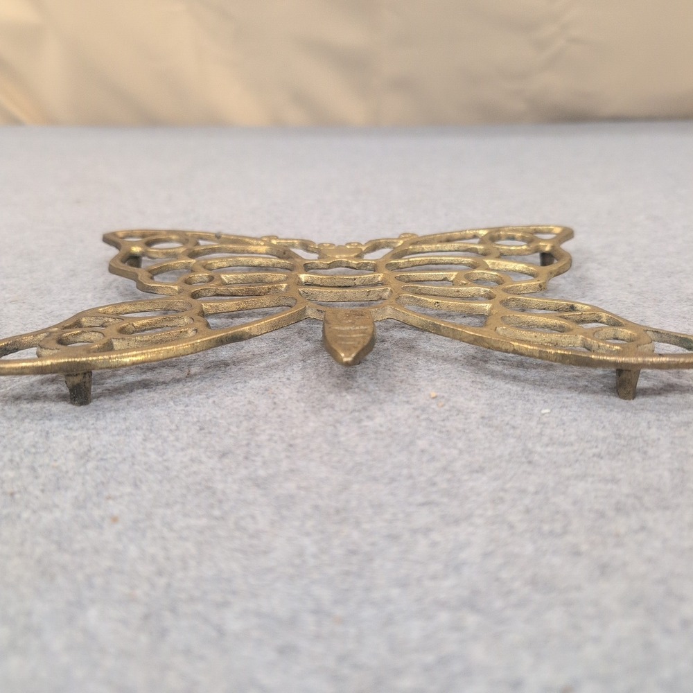 Vintage Solid Brass Butterfly Trivet Decorative Wall Hanging‎ Gold Tone NA311 - Picture 4 of 5